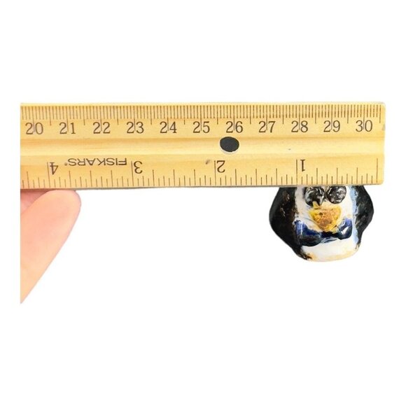 Studio Art Pottery Miniature Penguin Figurine Bird Wearing A Black Hat Signed - Picture 10 of 10